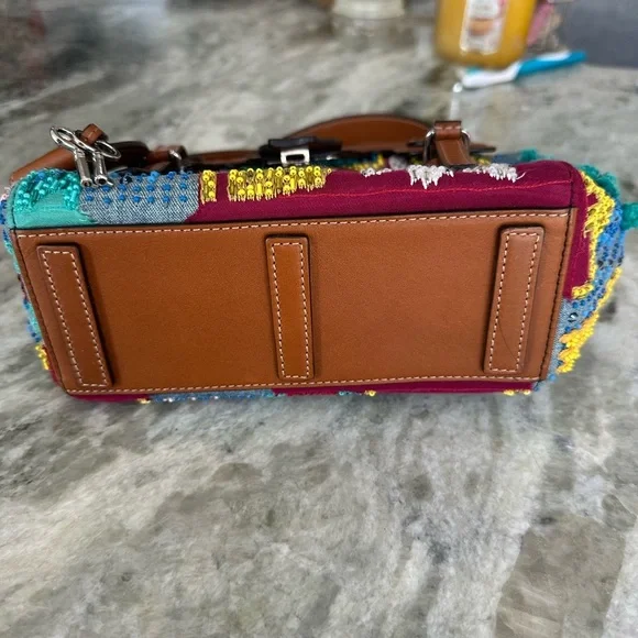 Ralph Lauren MINI SOFT RICKY EMBELLISHED TOP HANDLE BAG IN NAVY MULTI NWT - Picture 8 of 10